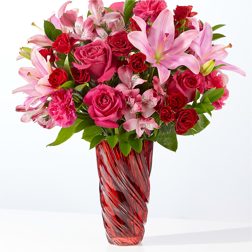 In Love Bouquet with Luxe Swirl Vase – A Heavenly Florist, Newport News VA