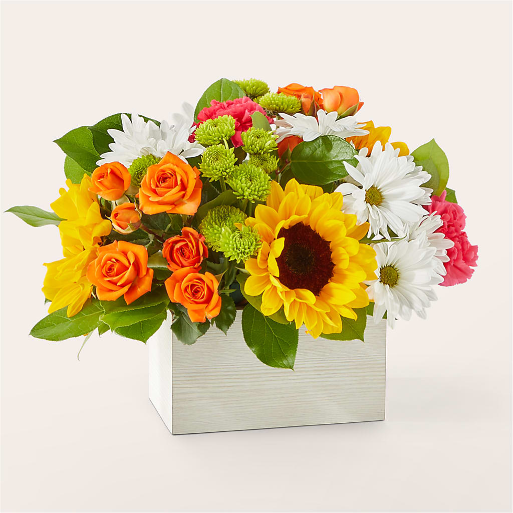 Sun-drenched Blooms Box Bouquet – A Heavenly Florist, Newport News VA