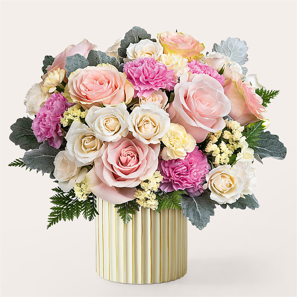 Blissful Moments Bouquet with Ivory Vase – A Heavenly Florist, Newport News VA