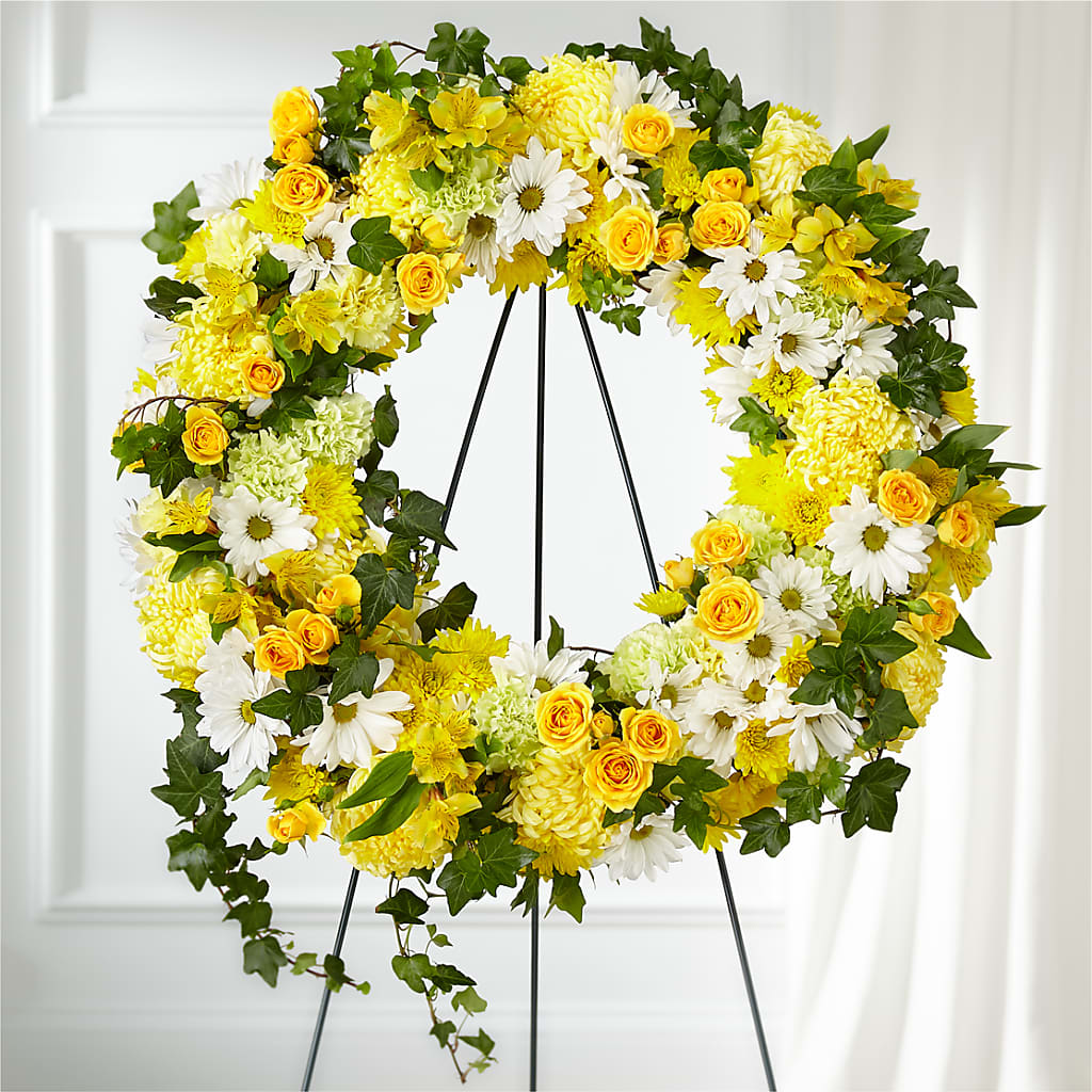 Golden Remembrance Wreath – A Heavenly Florist, Newport News VA
