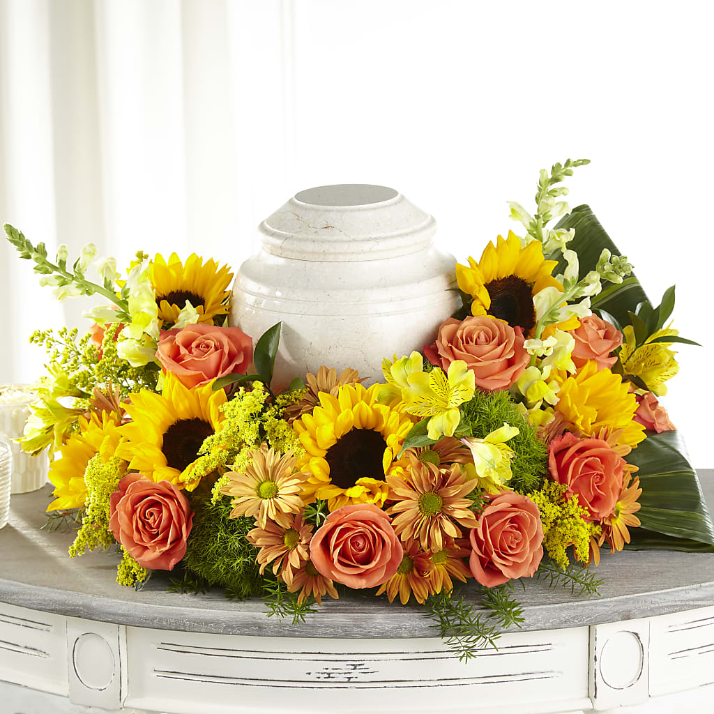 Faithful Sunflower Cremation Adornment – A Heavenly Florist, Newport News VA