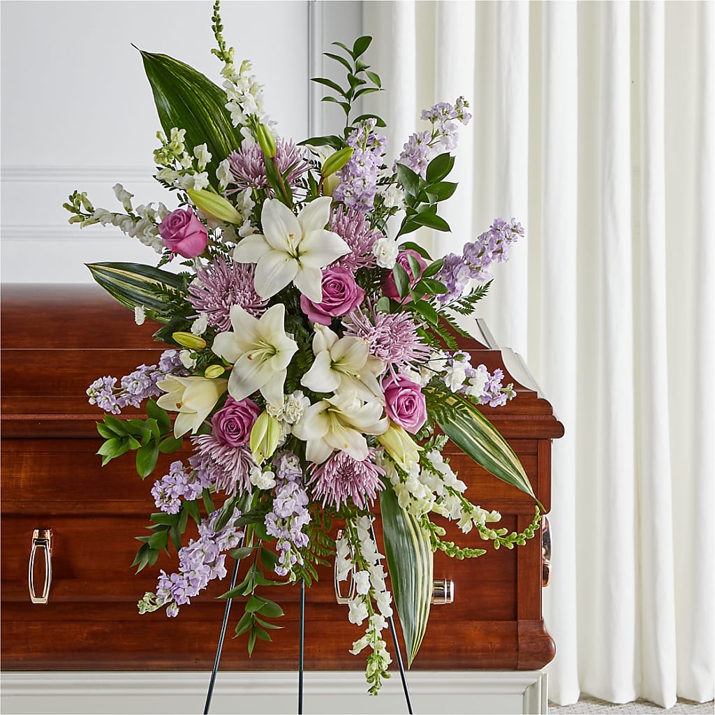 Grateful Hearts Standing Spray – A Heavenly Florist, Newport News VA