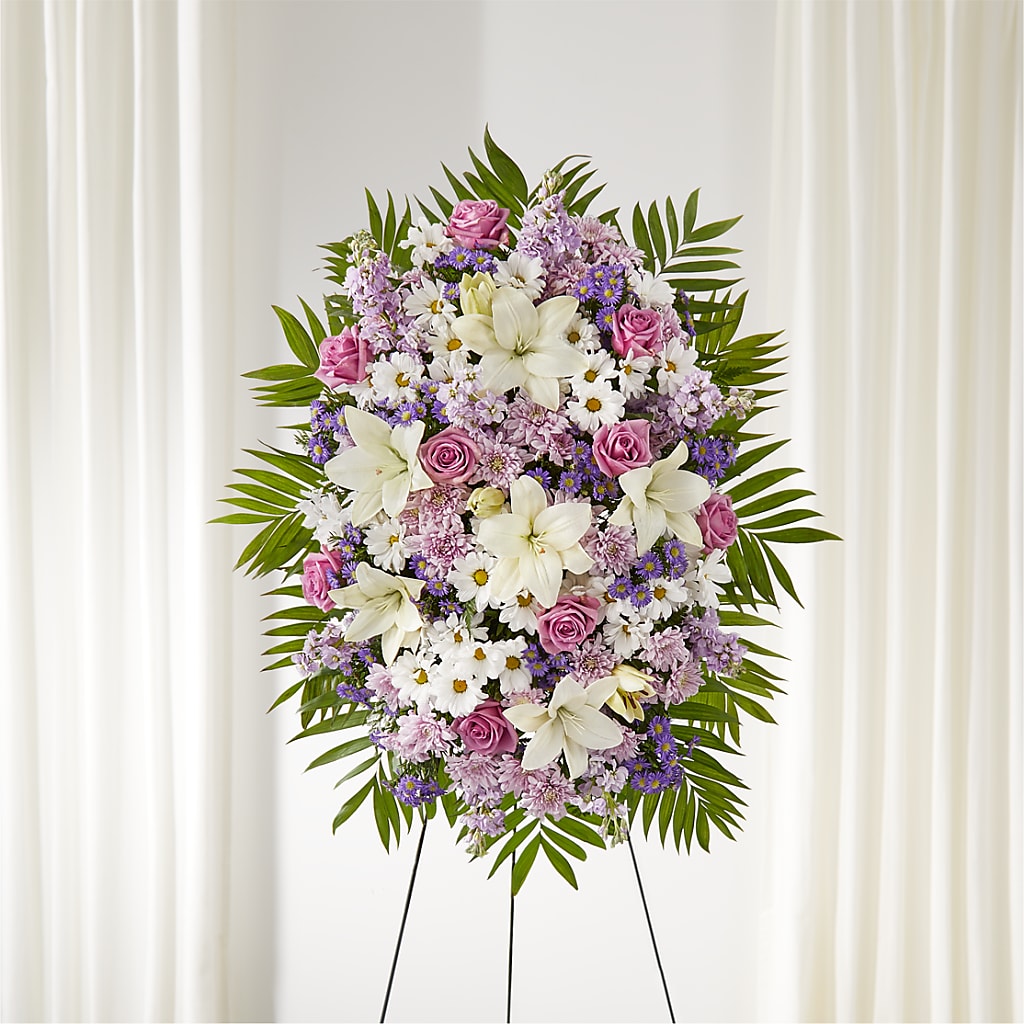 Surrounded by Love Standing Spray – A Heavenly Florist, Newport News VA