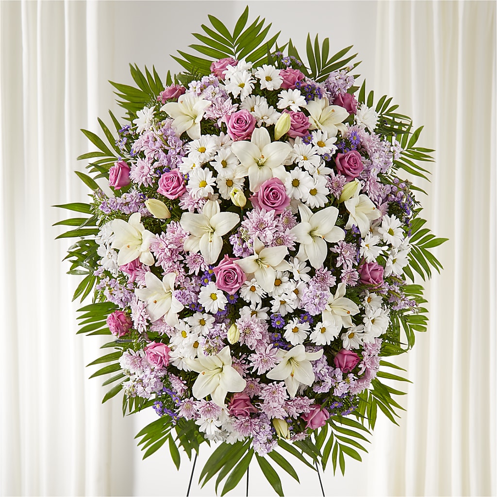 Surrounded by Love Standing Spray – A Heavenly Florist, Newport News VA