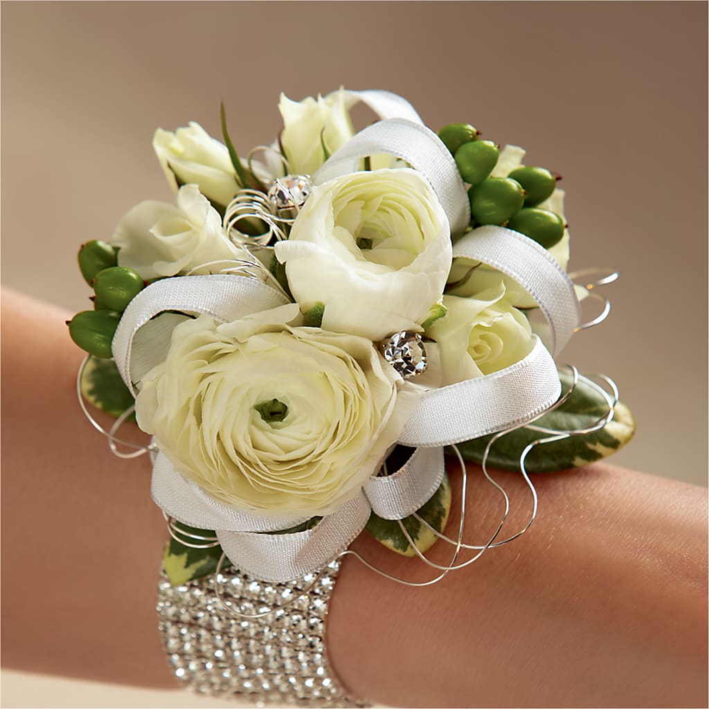 White Wedding Corsage – A Heavenly Florist, Newport News VA