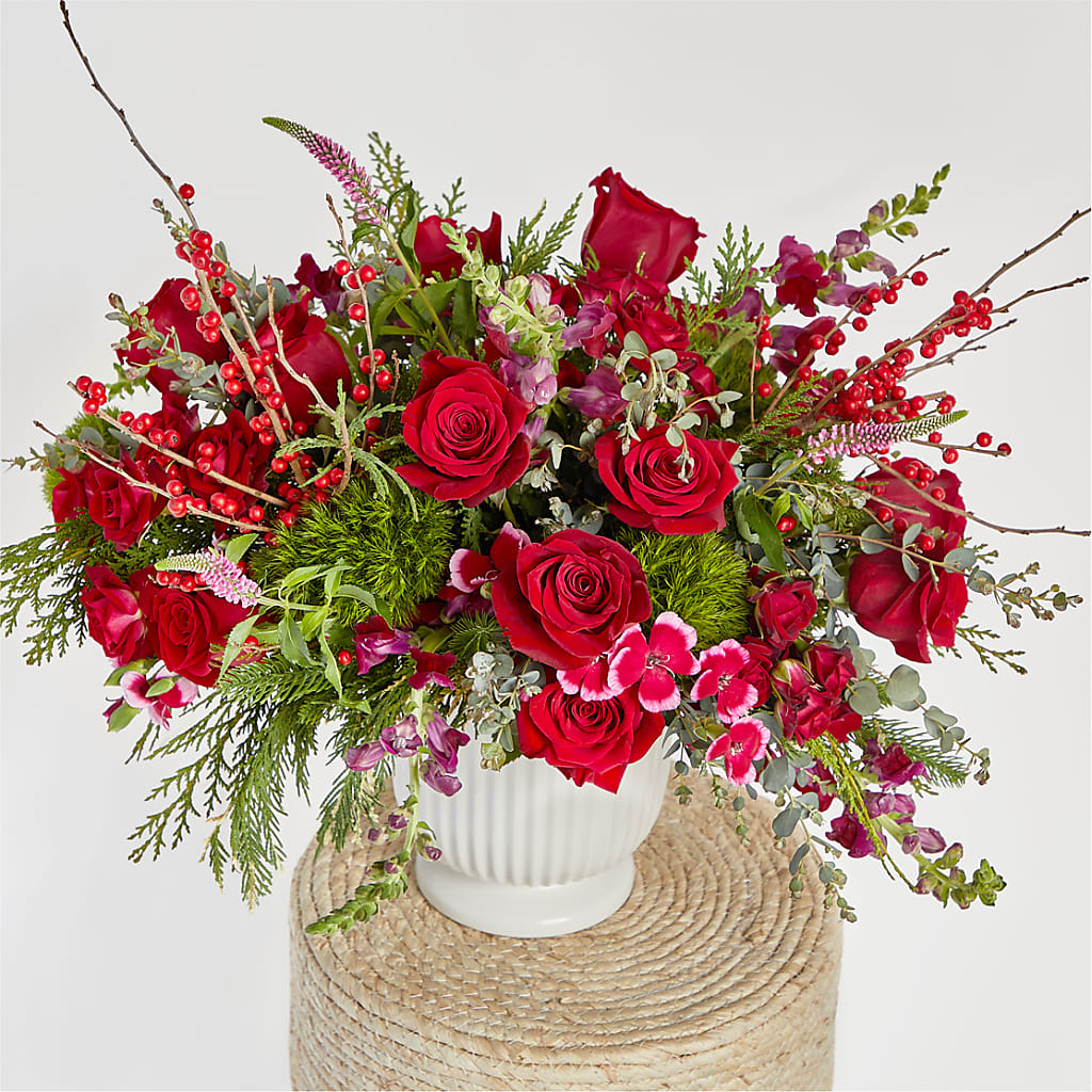 Big Red Bow Bouquet –  A Heavenly Florist, Newport News VA