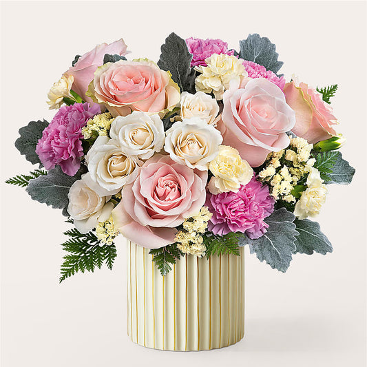 Blissful Moments Bouquet with Ivory Vase –  A Heavenly Florist, Newport News VA