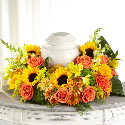 Faithful Sunflower Cremation Adornment –  A Heavenly Florist, Newport News VA
