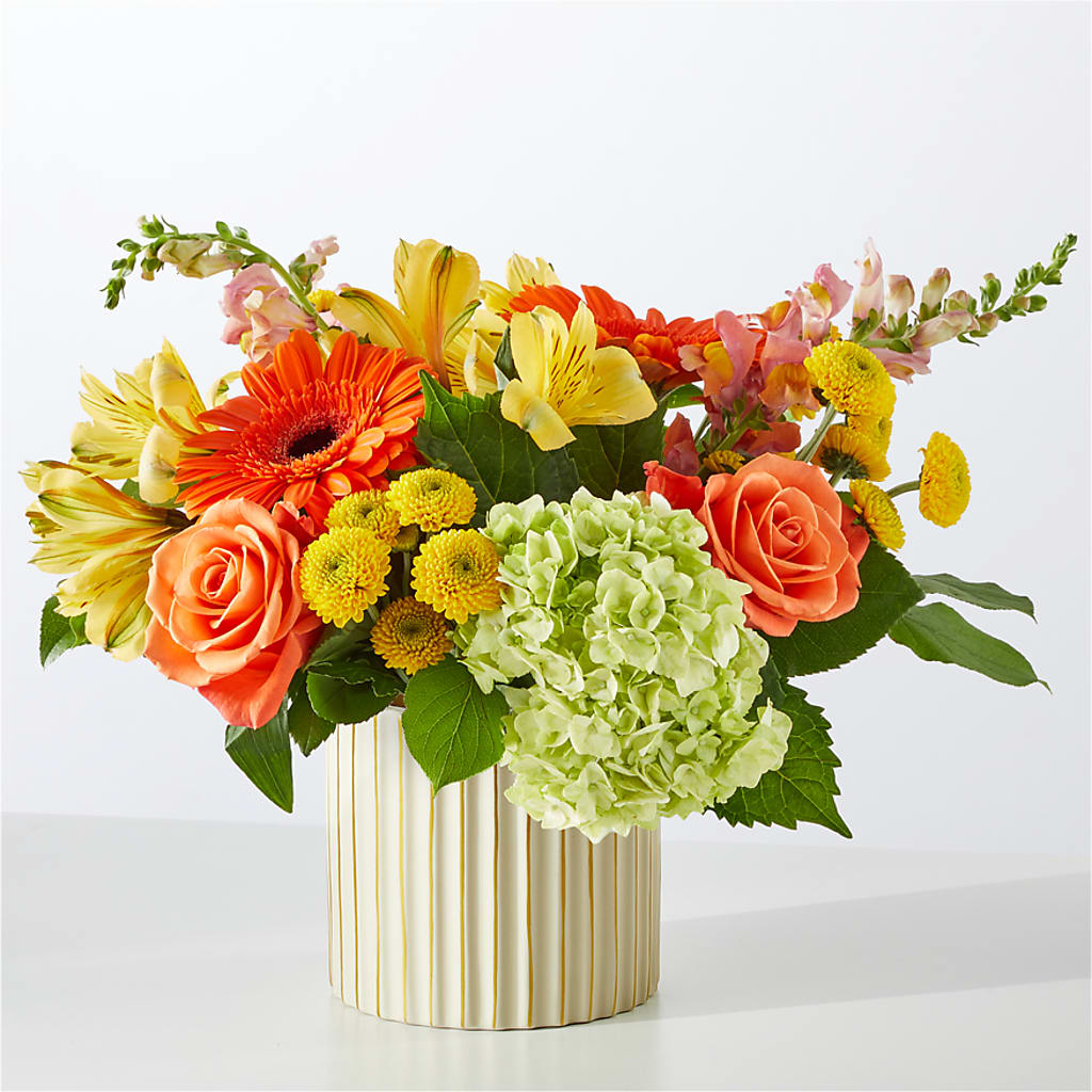 Autumn Sunshine Bouquet with Ivory Vase –  A Heavenly Florist, Newport News VA