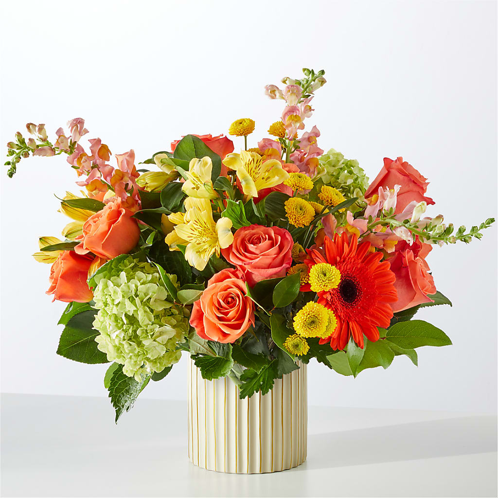 Autumn Sunshine Bouquet with Ivory Vase –  A Heavenly Florist, Newport News VA