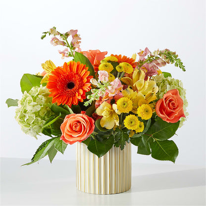 Autumn Sunshine Bouquet with Ivory Vase –  A Heavenly Florist, Newport News VA