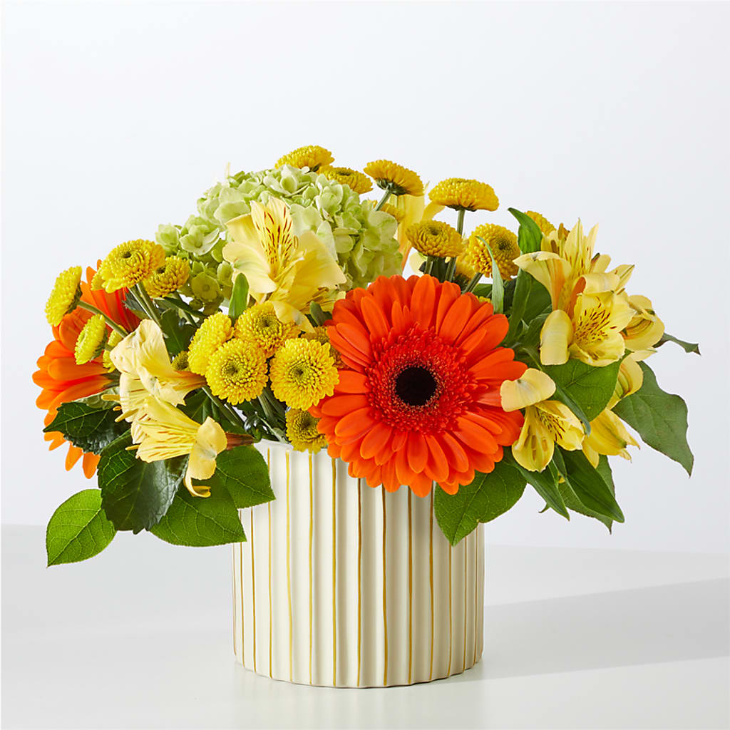 Autumn Sunshine Bouquet with Ivory Vase –  A Heavenly Florist, Newport News VA